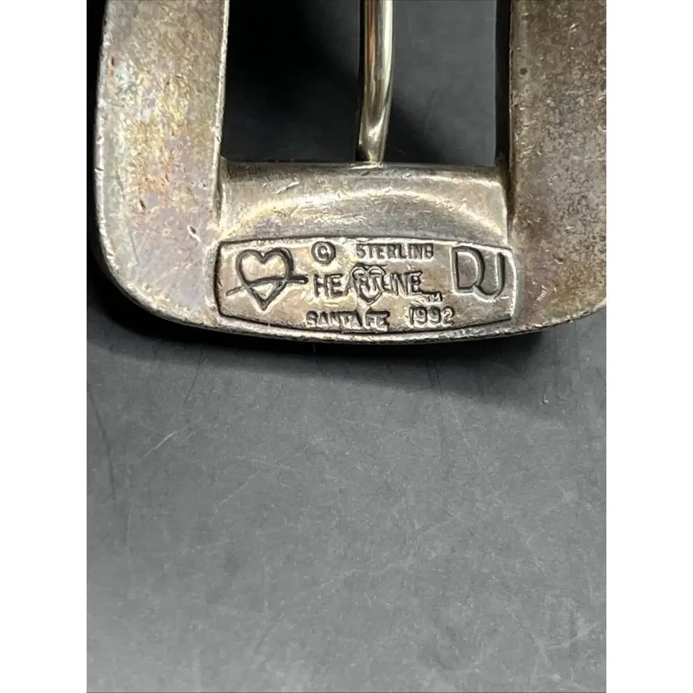 Douglas Magnus Heartline Santa Fe Turquoise Inlay Sterling Silver 925 Buckle 90s